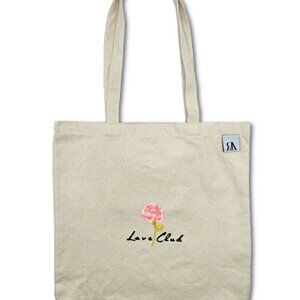 Embroidered Love Club Tote Bag - Beige